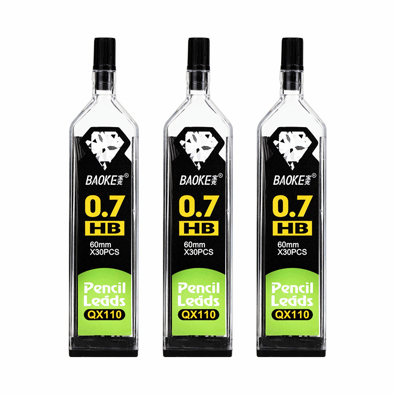 Стрижні до механічних олівців НВ 0.7 мм, 60 мм х 30 шт в тубі Baoke (QX110)